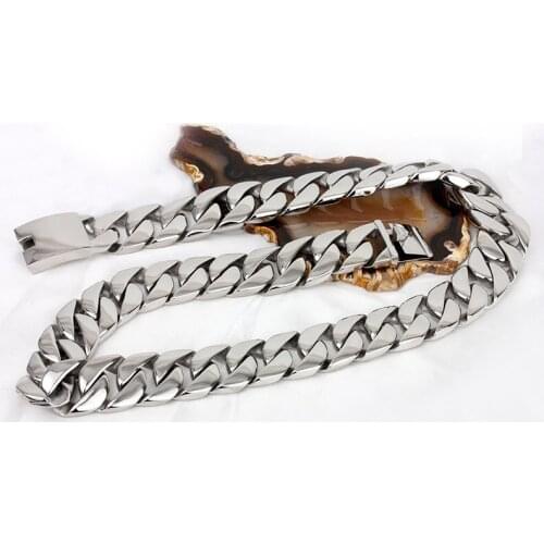Stainless steel necklace Titanium steel thick chain Fashion swagger punk wide thick stainless steel necklace
