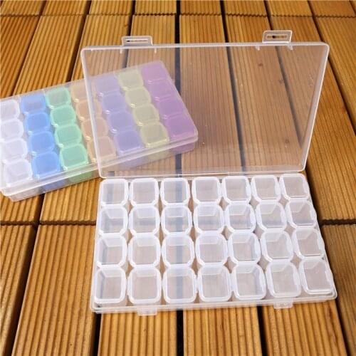 PP injection clamshell 28 grid jewelry nail storage box environmentally friendly transparent plastic box wholesale