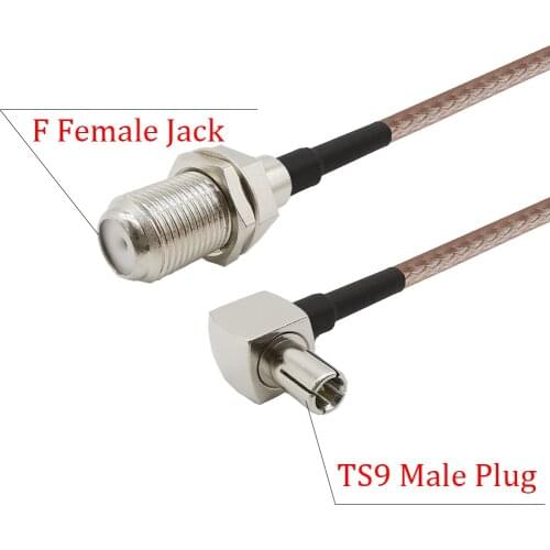 TS9 Male Plug Right Angle to F Female Jack Connector RG316 Coaxial Pigtail Cable for Router,Wifi Antenna Conversion TS9-F Adapte