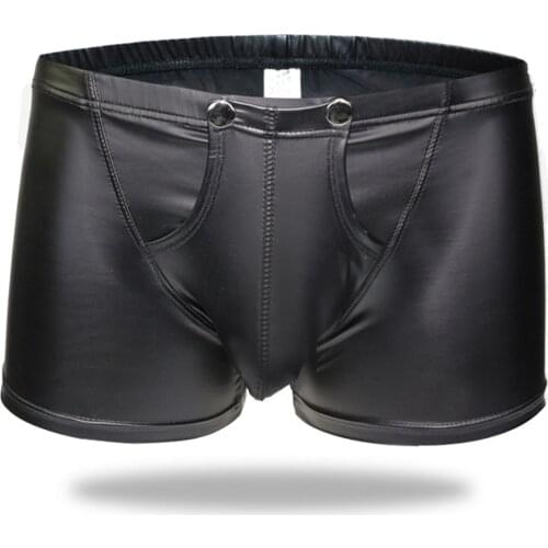 Sexy Faux Leather Boxer Night Club Hot Sale Underpant Man Size M-2XL New Underwear High Quality Wear Soft Male Panties Shorts