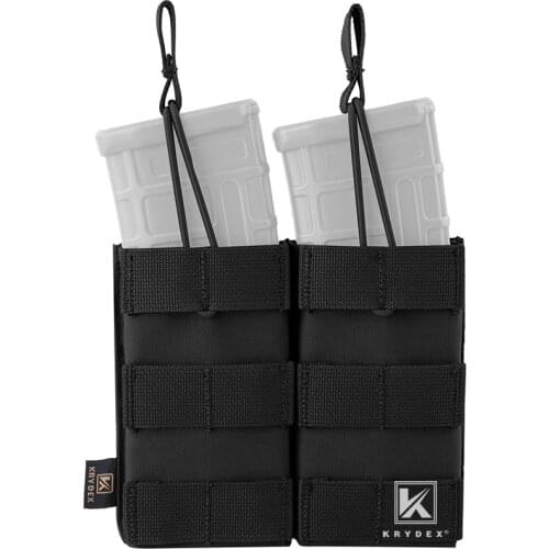 KRYDEX Double 5.56 .223 MOLLE Magazine Carrier For Military Shooting Airsoft Tactical Open Top Modular PALS Magazine Pouch Black