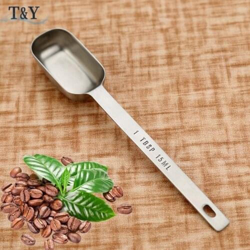 T&Y 1 PC Rectangular Stainless Steel Coffee Milk Powder Measuring Spoons for Narrow Mouth Spice Jars Engraved Measurements