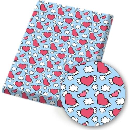Polyester Cotton Fabric Valentines Day Love Letter Printed Fabric Sewing Cloth Home Textile Garment Material 45*145cm 80g/pc