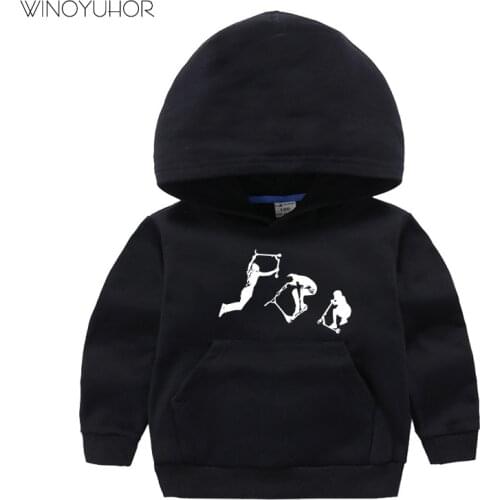 Stunt Scooter In Action Rider Scoot Hoodies Children 2020 New Autumn Winter Long Sleeve Tops Baby Boys Girls Hip Hop Clothes