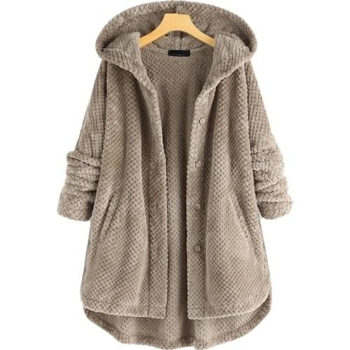 Winter new style womens hooded double-sided polar fleece fashion mid-length ladies jacket