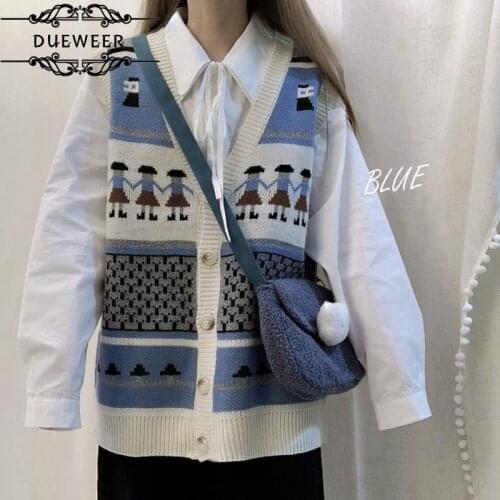 Women Sets Knitted Sweaters Vest White Shirts 2 Pieces Outfits Preppy-style Students All-match Trendy Vintage Leisure Korean