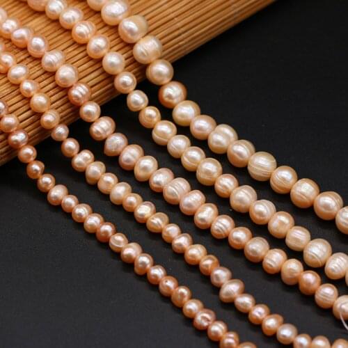 100% Natural Freshwater Pearl Pink Round Beaded for Jewelry Making Irregular Beads DIY earring Bracelet Necklace Accessories