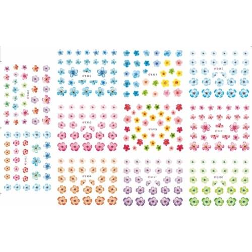 11 PACKS / LOT 3D SIMULATION FIVE PETALS FLOWER COLORFUL PEACH BLOSSOM STICKER E402-412