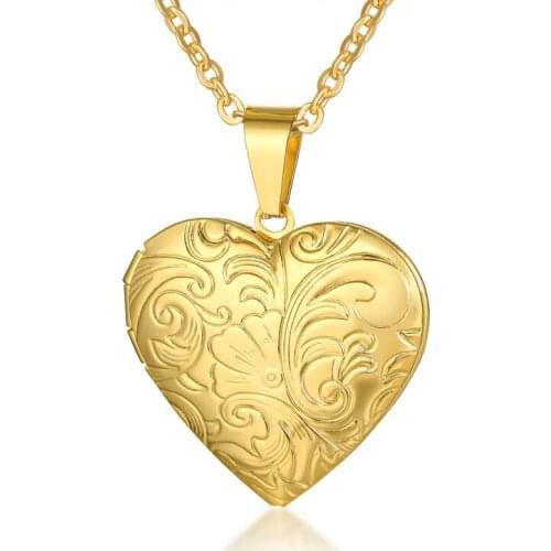 2021 Trendy Stainless Steel Material Heart-shaped Openable Gold Simple And Temperament Pendant Necklace For Female Models