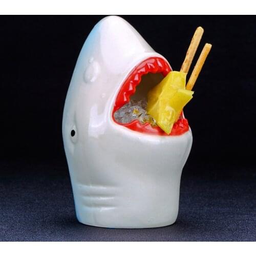 300ml Shark Tiki Mug Creative Ceramic Wine Cup Hawaiian Cold Drink Cocktail Beer Vodka Mojito Cup Bar Decor Restaurant Drinkware