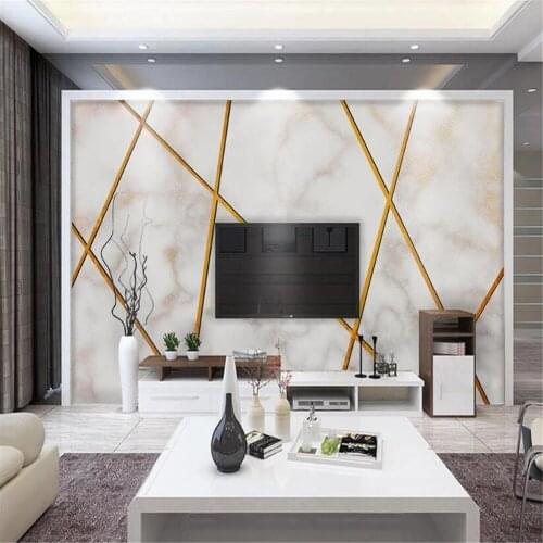Milofi customized 3D printing wallpaper mural Nordic minimalist golden lines geometric texture personality TV background wall