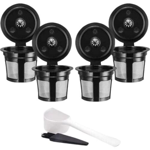 4Pack Reusable K Cups for Keurig 2.0 and 1.0 MINI PLUS Brewers Universal Easy to Use and with Coffee Brush and Spoon