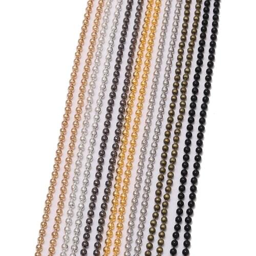 5m/lot 1.2-2.4mm Metal Ball Bead Chains 7Colors For DIY Necklaces Jewelry Making Findings Connects Accessories Wholesale