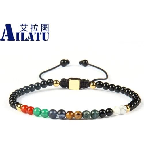 Ailatu Chakra Bracelet Jewelry Handmade Multi Color Natural Stone Beads Macrame Couples Bracelets Creative Gi