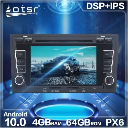 Aotsr Android 10.0 4GB + 64 GB Car Radio GPS Navigation DSP For AUDI A4 2000-2007 HD Car Auto Stereo Video Multimedia DVD Player