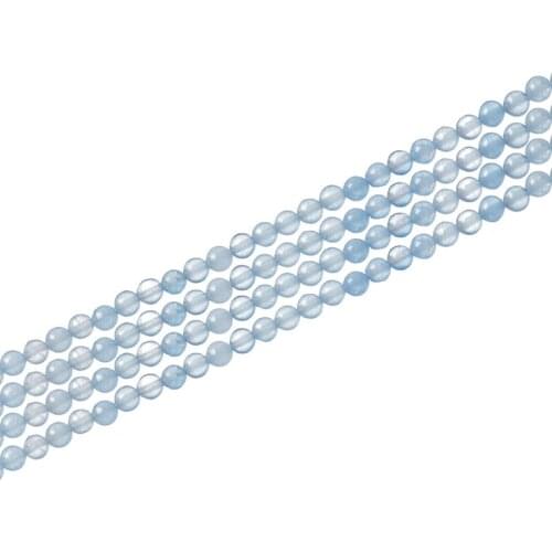 Natural Aquamarine Loose Beads 3mm Pick Size Round Blue DIY Accessory Gemstone For Jewelry Making 15.5inch H674