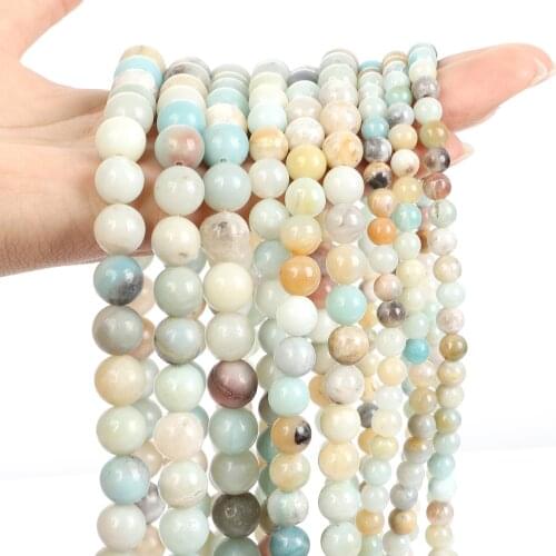 Natural Stone Beads Multicolor Amazonite Stone Round Loose Spacer Beads For DIY Jewelry Making Bracelet Necklace Strand 6/8/10mm