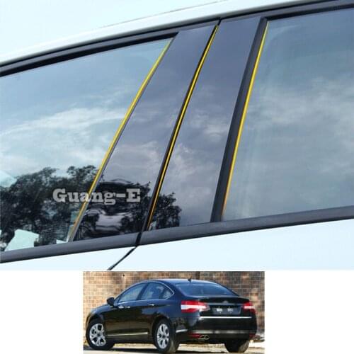 For Citroen C5 2010 2011 2012-2019 Car PC Material Pillar Post Cover Door Trim Window Piano Black Molding Sticker Plate Parts