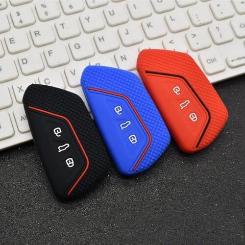 For Volkswagen VW Golf 8 Mk8 2020 2021 Silicone Car Key Case Remote Control Protector Cover Skin 3 Button Smart Keychian Holder