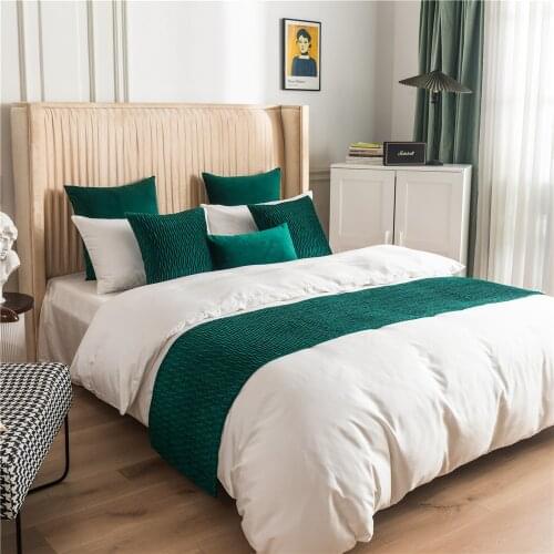 Nordic Luxury Dutch Velvet AB Double-sided Bed Runner Fashion Geometric Bed Flag Pillowcase Hotel Cupboard Table Runner Decor