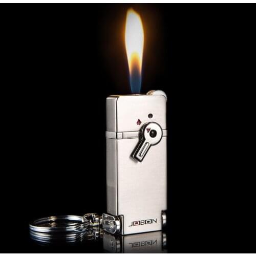 JOBON Gas Lighter Grinding wheel inflatable lighter metal ultra-thin high-end creative personalized cigarette lighter key chain
