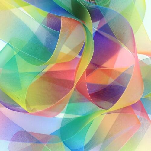 Gradient color sheer ribbon 38mm rainbow printed organza ribbon 50 yards wedding decoration gift wrap DIY hair bow webbing