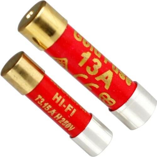 Hifi Fever Grade Single Crystal Pure Silver Nano Fuse Fuse Gold-plated Cap Audio Fuse 5x20mm, 6X25mm British Standard 13A