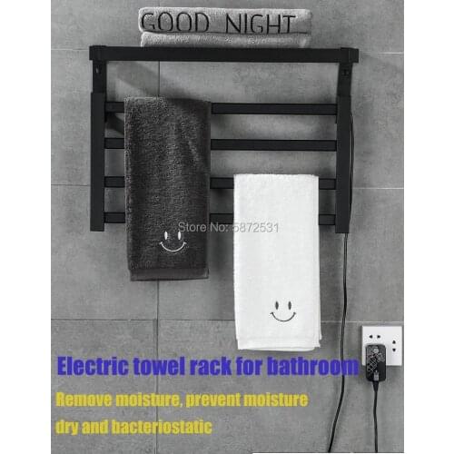 Classic Black Electric bath towel warmer Aluminium alloy heated towel warmer bathroom towel warmer rack