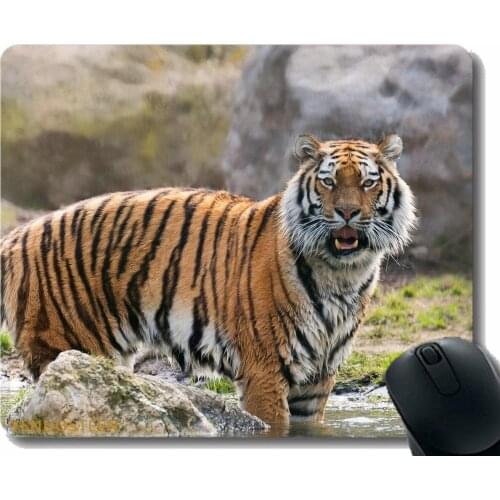 Mouse Pad Funny Customized,Tiger Predator Surprise Big Cat 84151 Non-Slip Rubber Base Mousepad