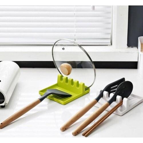 Kitchen Spoon Holders Fork Spatula Rack Shelf Organizer Plastic Chopsticks Holder Non-slip Spoons Pad Kitchen Utensil