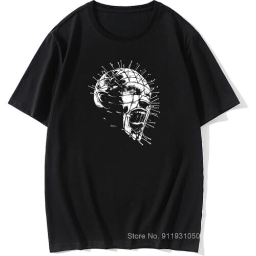 Men T-Shirts Hellraiser Pinhead Horror Novelty Short Sleeves Tees Crewneck Tees Cotton Summer Style T-Shirts