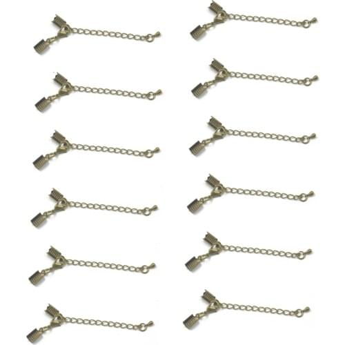 Clasp And Clip Ends Set With Extender Chain 12pcs Antique Bronze