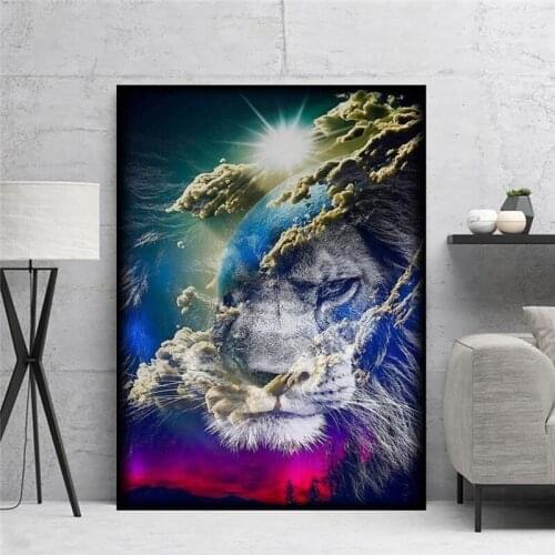 Canvas Hd Prints Pictures Lion Earth Wall Artwork Painting Animal Abstract Home Decoration Modular Poster Living Room No Framed