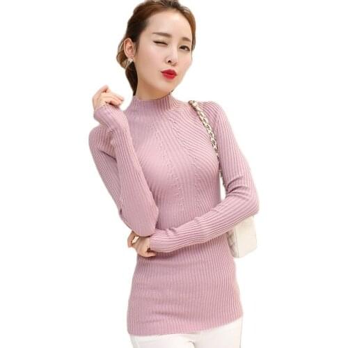 OHCLOTHING New 2018 Cashmere Sweater Women Spring Cashmere Pullovers Long Sleeve half turtleneck sweater Slim Knitwear Jumper