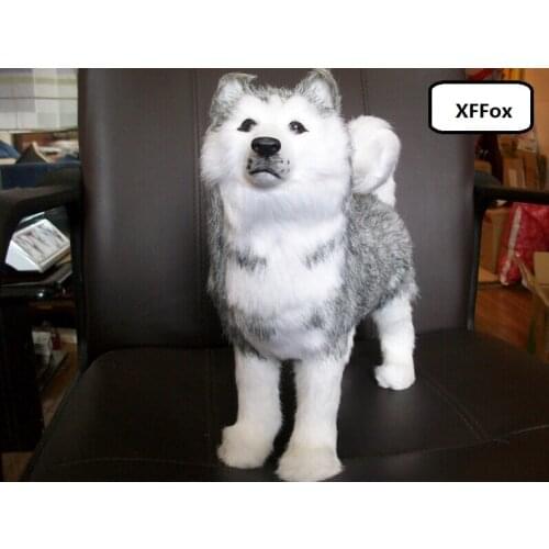 New real life standing dog model plastic&fur simulation husky dog doll gift about 30cm xf1572