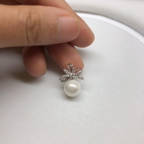 Wholesale Bowknot Pendant Base Mountings Findings Jewelry Settings Accessories Parts for Pearls Beads Crystal Agate Coral Jade