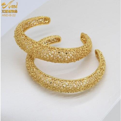 ANIID Gold Plated Bracelet Bangles With Charms Filled For Women Dubai Luxury Designer Arabic Jewelry 18KArabic Indian Wedding