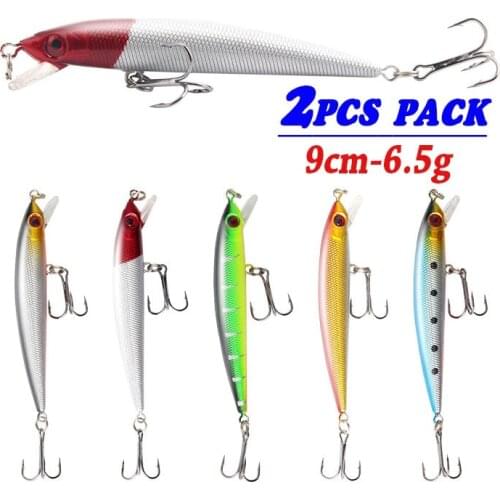 2PCS Minnow Fish Fishing Lures Bass Cank Bait Artificial Hard Fish Lures Wobblers Swimbait Fishing Tackle 9cm-6.5g
