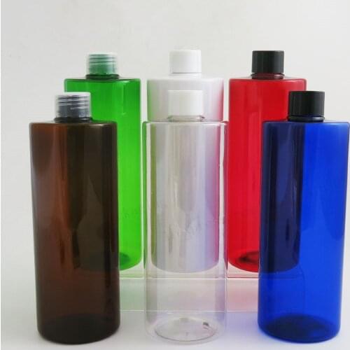 12 x 500ml Empty Amber Blue Green Plastic Bottle With Plastic Lids 500cc Clear White PET Cosmetic Container Big Amber Bottle