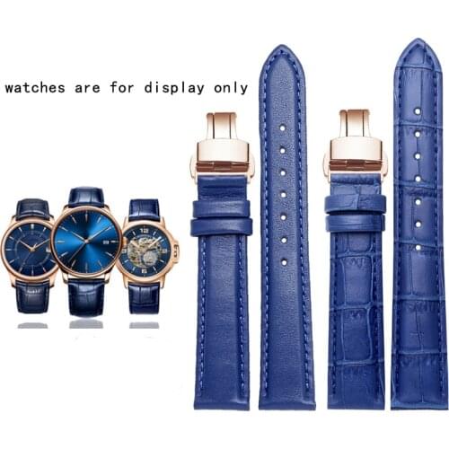Blue Genuine Leather Strap Stainless Steel Buckle For Citizen Watch Accessories 12 13 14 15 16 17 18 19 20 21 22 23 24mm