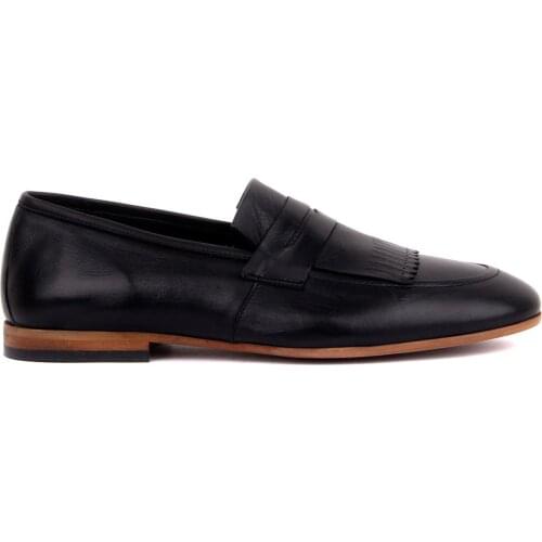 Sail-Lakers Black Leather Men 'S Casual Shoes