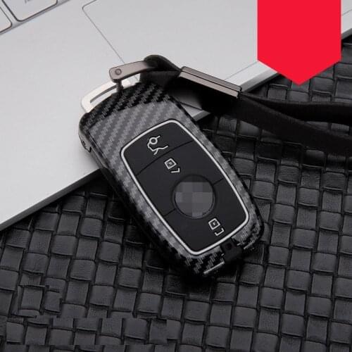 Carbon fiber Alloy+Silicone Car Key Case Fob Cover For Mercedes Benz AMG 2017 E Class W213 S class Fob Cover Keychain Keys Bag