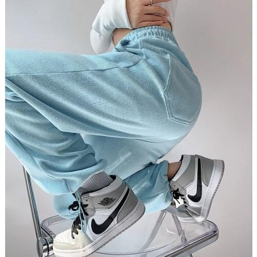 Women Sport Pants COTTON Full Length LOOSE Spring Autumn Casual Simple Elastic Waist Girls Pants Sweet All-match