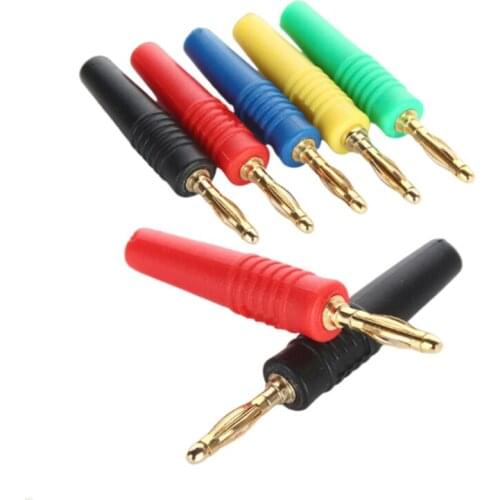 10PCS 2mm Wire Soldering Type Male Banana Plug Jack Connector Music Speaker Cable Pin Adapter Gold Plated