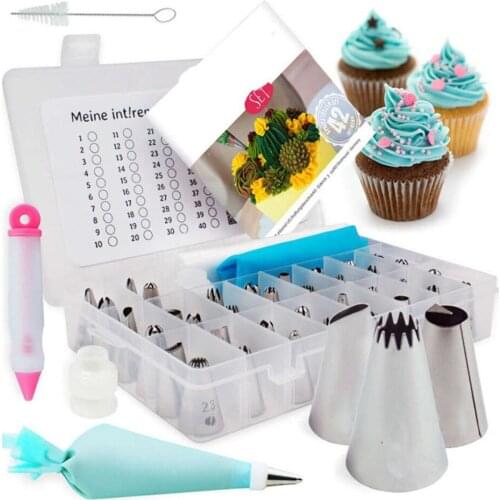 60pcs Cake Decorating Kit Set Baking Accessories Turntable Stands Cake Tips Icing Smoother Spatula Piping Pastry Bags Tools