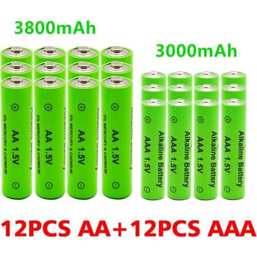 AA + AAA Rechargeable AA 1.5V 3800mAh / 1.5V AAA 3000mah Alkaline Battery Flashlight Toys Watch MP3 Player Replace Ni-Mh Battery