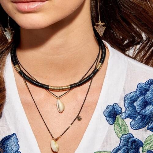 Stainless Steel Accessories 2020 New Choker bohemian boho shell heishi beads necklace puka shell necklaces kolye women colar