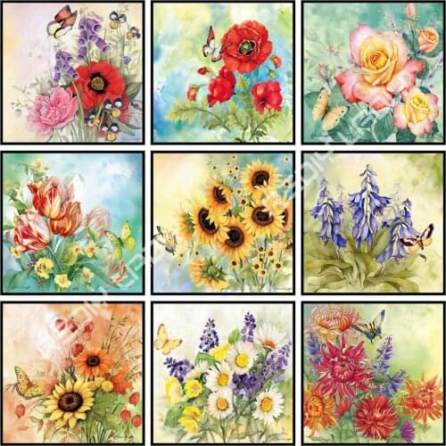 Diamond Painting Bouquet of Flowers Diamond Embroidery Rhinestones Cross Stitch Full Square/Round Diamond Mosaic Home Decoration