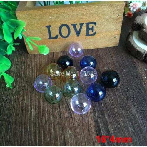 Freeshipping! 100pcs 16*4mm with hole Coloful Round Ball Glass Bubble Wish Bottle DIY Glass Vial Pendant jewelry accessory