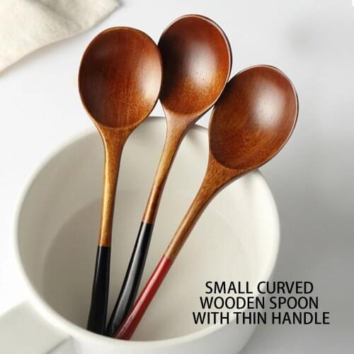 Wooden Spoon Soup-Teaspoon Solid Wood Porridge Spoon Honey Coffee Creative Japanese-Style Green Tableware For Kicthen